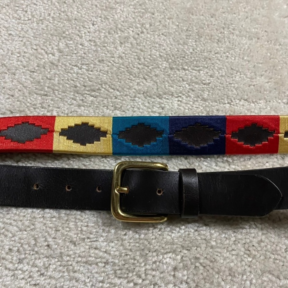 Brooks Brothers Belt Mens 40 Brown Leather Gaucho Pampa Embroidered Multi